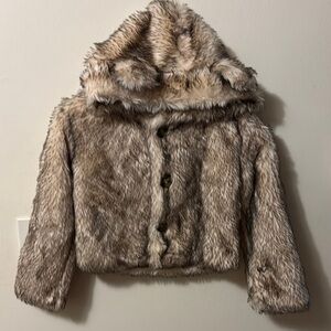 Lilly Patricia Cozy Faux Fur Hooded Jacket for Kids - Tan